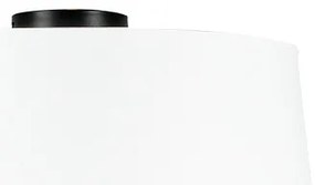 Candeeiro de teto preto mate com abajur branco 45 cm - Combi