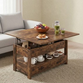 Mesa de centro, mesa de sala de estar 50 x 100 x 49,1 cm/64,1 cm castanho vintage