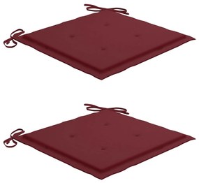 Cadeiras Batávia c/ almofadões vermelho tinto 2 pcs teca maciça