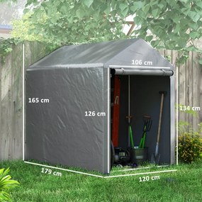 Abrigo para Ferramentas Bicicletas e Motos 1,2x1,79x1,65 m Garagem Portátil  Cinza Claro