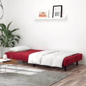 Sofá-cama de 2 lugares veludo vermelho tinto