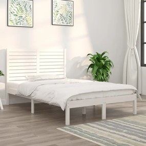 Estrutura cama pequena casal 120x190 cm pinho maciço branco