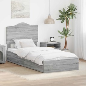vidaXL Cama com Armazenamento com cabeceira Cinza Sonoma 90 x 190 cm