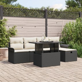 Conjunto de Sofá de Jardim vidaXL de 6 Peças com Almofadas em Rattan P