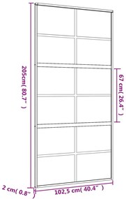 Porta deslizante 102,5x205 cm vidro ESG fosco/alumínio dourado