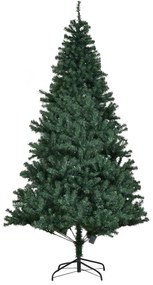 Árvore de Natal artificial em PVC de 210 cm com corrente de luz LED Suporte de metal dobrável Decoração de casa Decoração de festa Verde