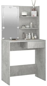 Toucador com LEDs 74,5x40x141 cm cinzento cimento