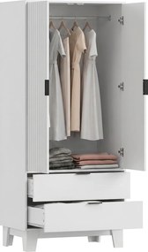 Roupeiro de Quarto, 80 x 50 x 180 cm, Fecho Suave, Branco