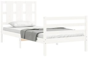 Estrutura de cama com cabeceira 100x200cm madeira maciça branco