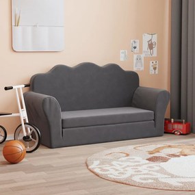 341877 vidaXL Sofá infantil de 2 lugares pelúcia antracite