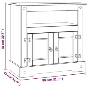 Móvel de TV Corona Range em pinho mexicano 80x43x78 cm