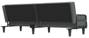 Sofá-cama com apoio de braços tecido cinzento-escuro