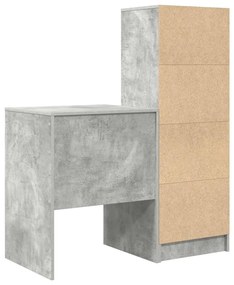 Mesa com Armazenamento Cinza Concreto Madeira Engenheirada