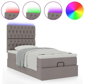 Estrutura de cama otomana com colchão tecido cinzento 100x200cm