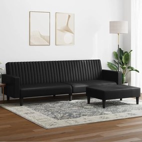 2 pcs conjunto de sofás couro artificial preto