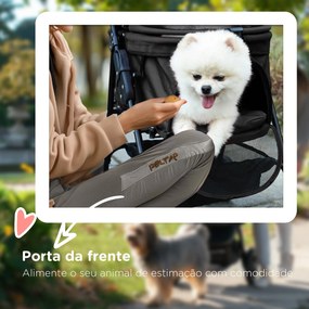 PawHut Carrinho para Cães Dobrável Carrinho para Cães Pequenos com Rod