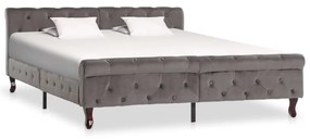 vidaXL Estrutura de cama 160x200 cm veludo cinzento