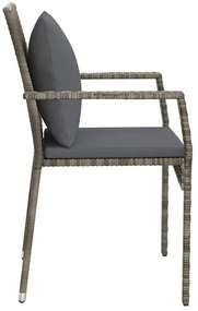 Cadeiras de jardim c/ almofadões 2 pcs vime PE cinzento