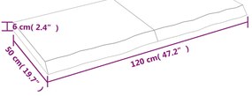 Tampo de mesa 120x50x(2-6) cm carvalho tratado castanho-claro