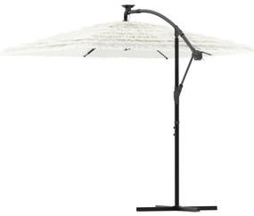 Guarda-sol de jardim com poste de aço 246x246x230 cm branco