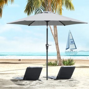 Chapéu de Sol de Jardim Ø230x216 cm com Teto Ajustável Abertura Manual Impermeável para Pátio Piscina Praia Cinzento