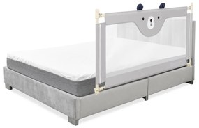 Barra Proteção de cama para crianças 145 cm Barra de cama dobrável com bloco de segurança de elevação vertical duplo cinza