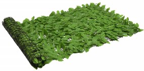 vidaXL Tela de varanda com folhas verdes 200x100 cm