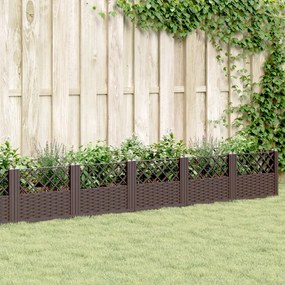vidaXL Vaso/floreira jardim c/ estacas 363,5x43,5x43,5 cm PP castanho
