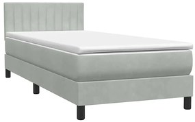 Cama com molas/colchão cinzento-claro 80x220 cm veludo