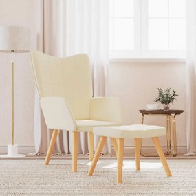 vidaXL Cadeira de descanso com banco tecido cor creme