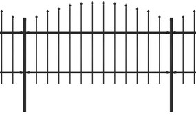 Cerca de jardim com topo em lanças (1-1,25)x11,9 m aço preto