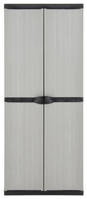 Armário arrumação jardim 3 prateleiras 68x40x168cm cinza/preto