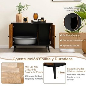 Armário moderno para caixas de areia para gatos com divisória e 2 entradas 80 x 50 x 57 cm Castanho e preto