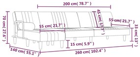 Sofá-cama em forma de L 260x140x70 cm veludo preto