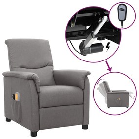 vidaXL Poltrona de massagens elétrica tecido cinzento-claro