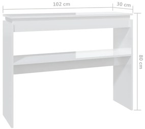 Mesa consola 102x30x80 cm derivados madeira branco brilhante