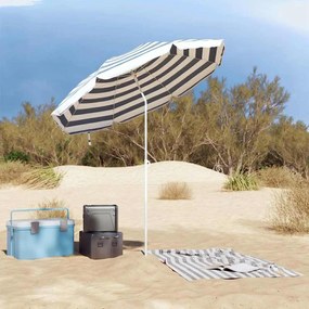 Parasol de Praia vidaXL com Pau de Metal Azul e Branco 161x193 cm em P