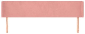 Cabeceira de cama c/ abas veludo 203x16x78/88 cm rosa