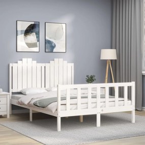 Estrutura de cama com cabeceira 140x190cm madeira maciça branco