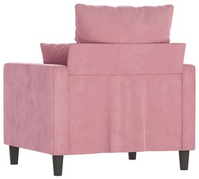 Poltrona Cinha - Cor Rosa - 78x77x80 cm - Em Veludo e Estrutura em Met