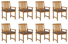 Cadeiras de jardim com almofadões 8 pcs acácia maciça