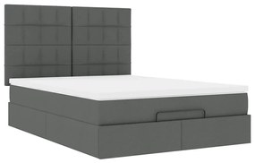 Estrutura cama otomana colchão 140x200cm tecido cinzento escuro