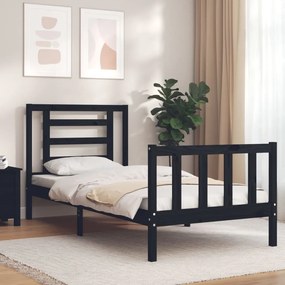 3192870 vidaXL Estrutura de cama com cabeceira 90x200 cm madeira maciça preto