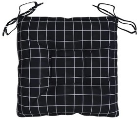 Almofadões p/ cadeira 2pcs 40x40x7cm tecido padrão xadrez preto