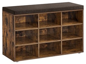 Banco de sapatos com compartimentos ajustáveis | VASAGLE | 78,5 x 30,3 x 48 cm | castanho rústico | LHS009B01.