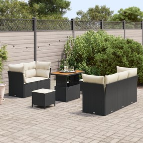 Conjunto de Sofás de Jardim vidaXL de 8 Peças com Almofadas em Vime Po