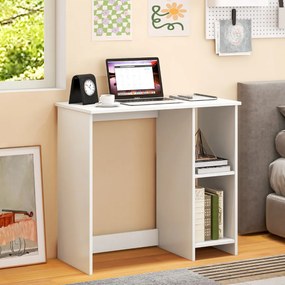 Mesa para computador Mesa de escritório com 2 prateleiras para pequenos espaços Escritório moderno estudo 80 x 40 x 74 cm branco