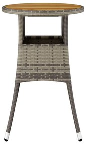 Mesa de jardim Ø60x75 cm madeira de acácia e vime PE cinzento
