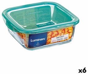 Lancheira Quadrada com Tampa Luminarc Keep'n Lagon 760 Ml 13 X 6 cm Turquesa Vidro (6 Unidades)