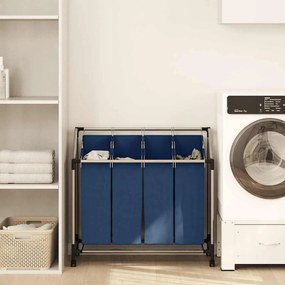 vidaXL Separador de roupa suja com 4 sacos aço azul